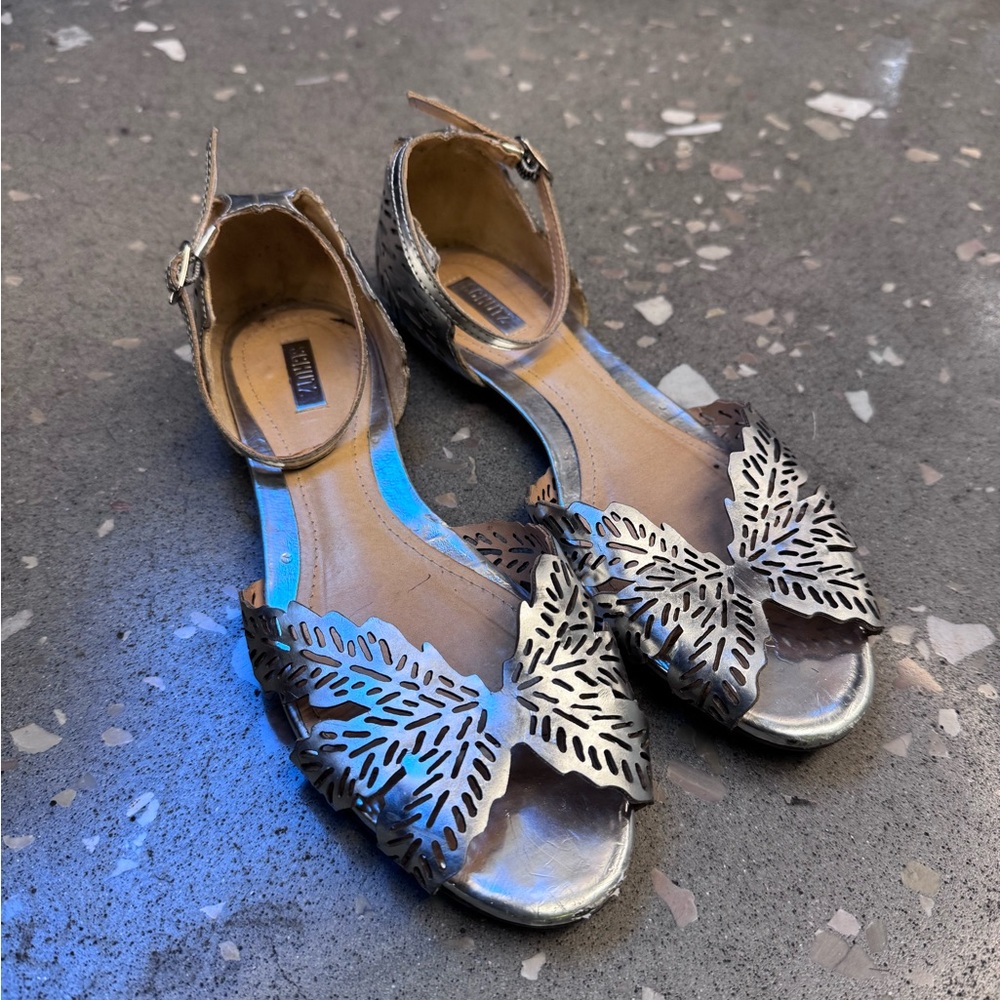 SCHUTZ Silver Leaf Cutout Sandals
